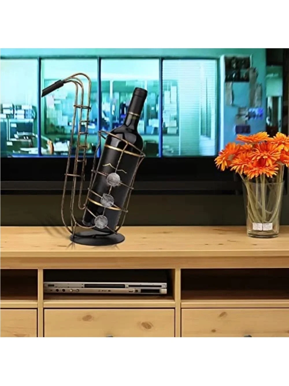 Saxophone Wine Bottle Holder, Metal Iron Wine Rack Stand, Home Bar Decor with